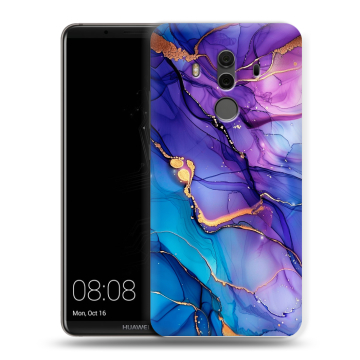 Силиконовый чехол на Huawei Mate 10 Pro с принтом синий мрамор Силиконовый чехол на Huawei Mate 10 Pro с принтом синий мрамор