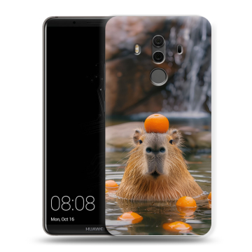 Силиконовый чехол на Huawei Mate 10 Pro с принтом Капибара с апельсином Силиконовый чехол на Huawei Mate 10 Pro с принтом Капибара с апельсином