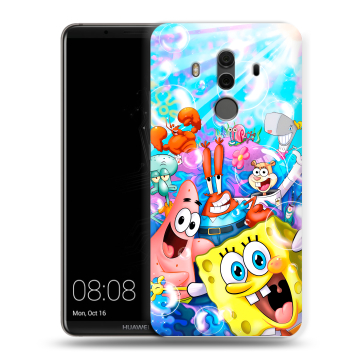 Силиконовый чехол на Huawei Mate 10 Pro с принтом спанчбоб спанч боб