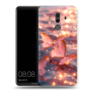 Силиконовый чехол на Huawei Mate 10 Pro с принтом бабочки розовые