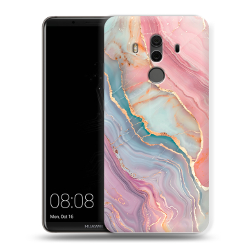 Силиконовый чехол на Huawei Mate 10 Pro с принтом розовый мрамор