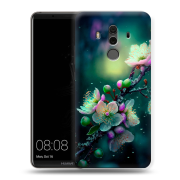 Силиконовый чехол на Huawei Mate 10 Pro с принтом Цветы и мрамор Силиконовый чехол на Huawei Mate 10 Pro с принтом Цветы и мрамор