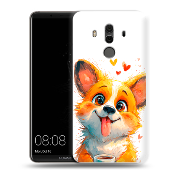Силиконовый чехол на Huawei Mate 10 Pro с принтом корги Силиконовый чехол на Huawei Mate 10 Pro с принтом корги