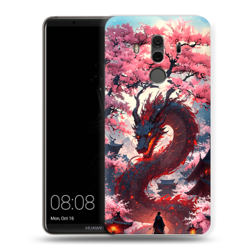 Силиконовый чехол на Huawei Mate 10 Pro с принтом Дракон Японский