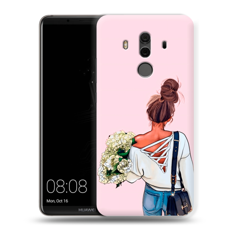 Пластиковый чехол на Huawei Mate 10 Pro с принтом Девушка и букет Пластиковый чехол на Huawei Mate 10 Pro с принтом Девушка и букет