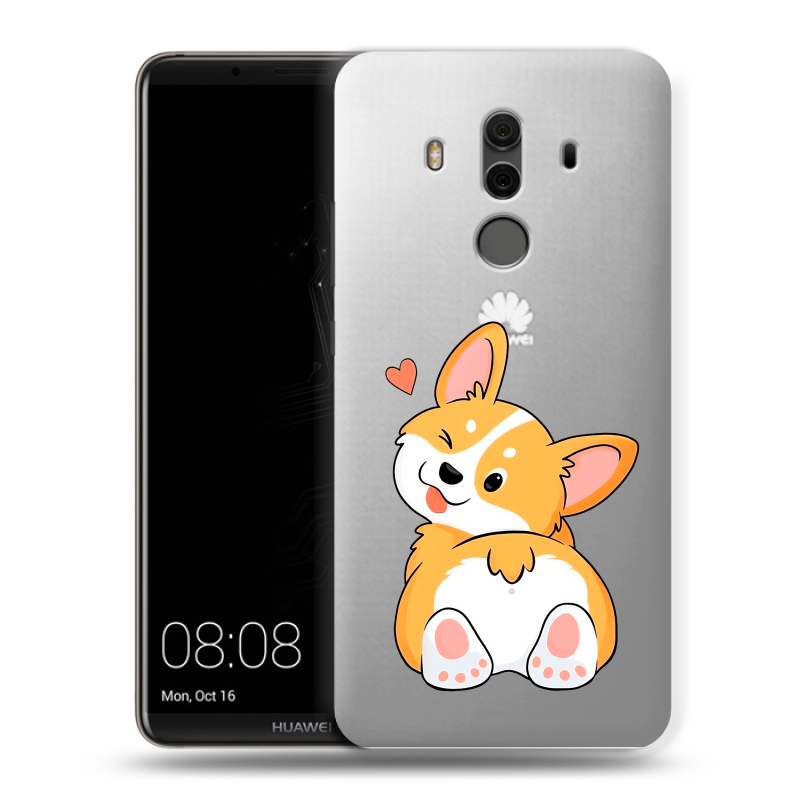 Силиконовый чехол на Huawei Mate 10 Pro с принтом Корги Силиконовый чехол на Huawei Mate 10 Pro с принтом Корги