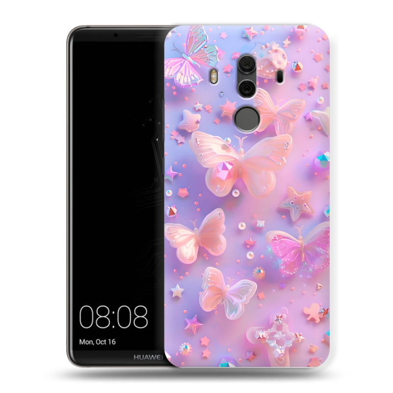 Пластиковый чехол на Huawei Mate 10 Pro с принтом Бабочки Пластиковый чехол на Huawei Mate 10 Pro с принтом Бабочки