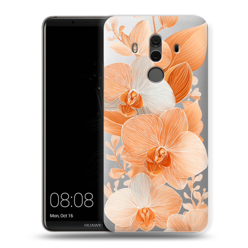 Силиконовый чехол на Huawei Mate 10 Pro с принтом Бежевые цветы Силиконовый чехол на Huawei Mate 10 Pro с принтом Бежевые цветы