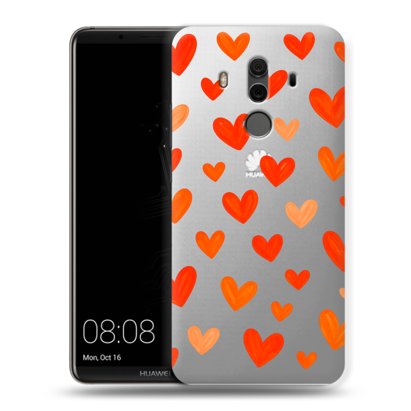 Силиконовый чехол на Huawei Mate 10 Pro с принтом Сердечки Силиконовый чехол на Huawei Mate 10 Pro с принтом Сердечки