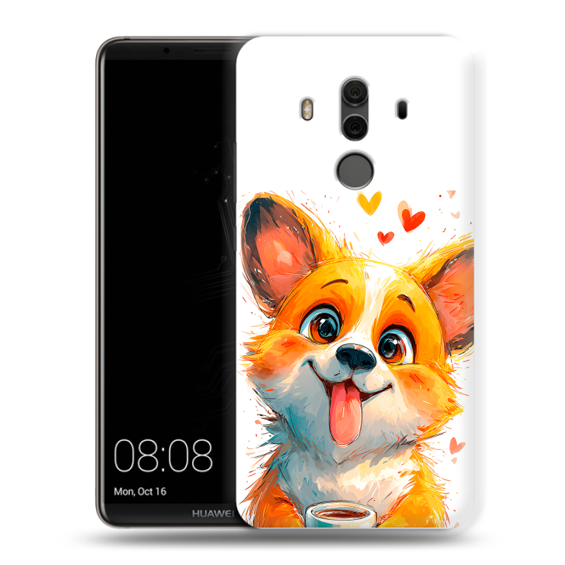 Силиконовый чехол на Huawei Mate 10 Pro с принтом корги Силиконовый чехол на Huawei Mate 10 Pro с принтом корги