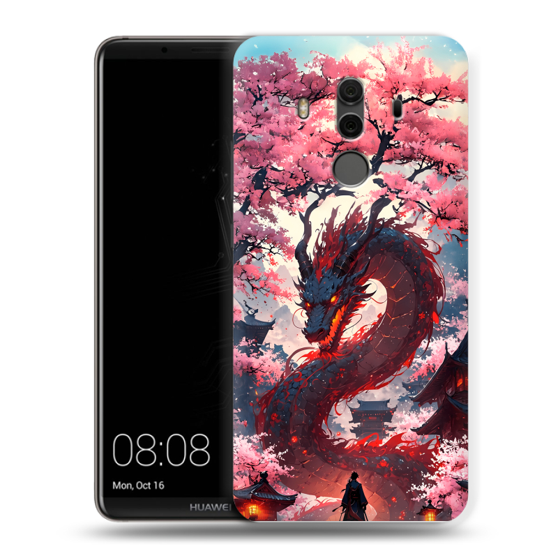 Силиконовый чехол на Huawei Mate 10 Pro с принтом Дракон Японский Силиконовый чехол на Huawei Mate 10 Pro с принтом Дракон Японский