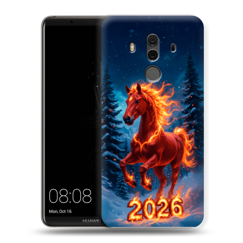 Пластиковый чехол на Huawei Mate 10 Pro с принтом Новый год коня Пластиковый чехол на Huawei Mate 10 Pro с принтом Новый год коня
