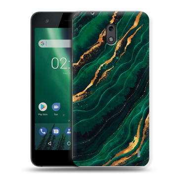 Силиконовый чехол на Nokia 2 с принтом Мрамор зеленое золото Силиконовый чехол на Nokia 2 с принтом Мрамор зеленое золото