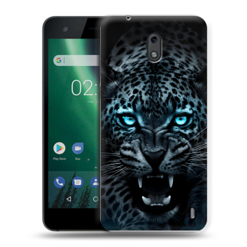 Силиконовый чехол на Nokia 2 с принтом Темный леопард Силиконовый чехол на Nokia 2 с принтом Темный леопард