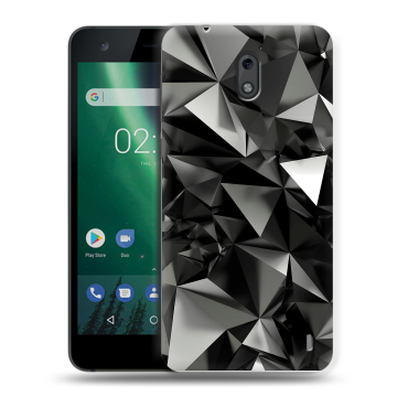 Силиконовый чехол на Nokia 2 с принтом Черные кристаллы Силиконовый чехол на Nokia 2 с принтом Черные кристаллы