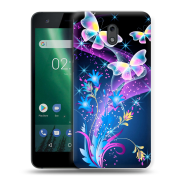 Силиконовый чехол на Nokia 2 с принтом Бабочки Силиконовый чехол на Nokia 2 с принтом Бабочки
