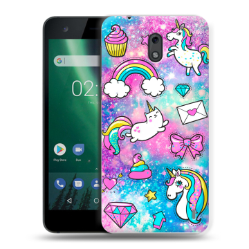 Силиконовый чехол на Nokia 2 с принтом Единороги