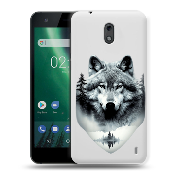 Силиконовый чехол на Nokia 2 с принтом Волк в лесу