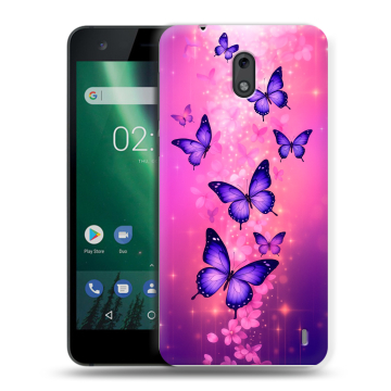 Силиконовый чехол на Nokia 2 с принтом Бабочки Силиконовый чехол на Nokia 2 с принтом Бабочки