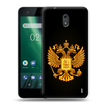 Силиконовый чехол на Nokia 2 с принтом Герб России желтый
