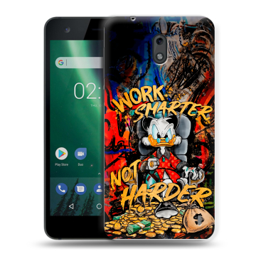 Силиконовый чехол на Nokia 2 с принтом Дональд Дак Деньги