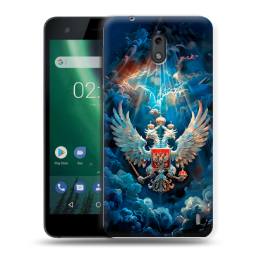 Силиконовый чехол на Nokia 2 с принтом Герб флаг России
