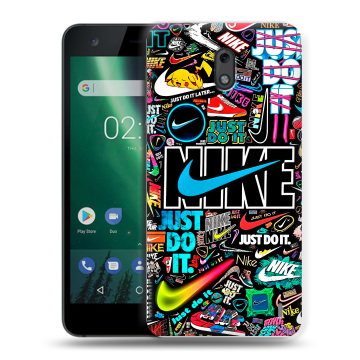 Силиконовый чехол на Nokia 2 с принтом найк nike черный Силиконовый чехол на Nokia 2 с принтом найк nike черный
