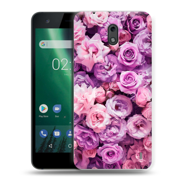 Силиконовый чехол на Nokia 2 с принтом лавандовые розы Силиконовый чехол на Nokia 2 с принтом лавандовые розы