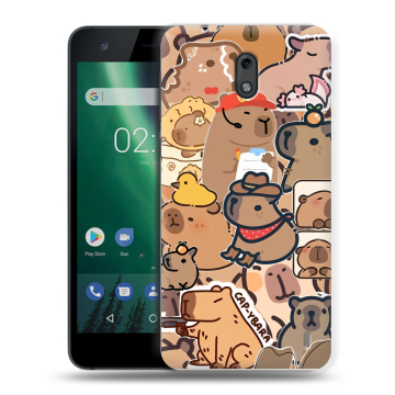 Силиконовый чехол на Nokia 2 с принтом капибара