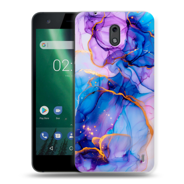 Силиконовый чехол на Nokia 2 с принтом синий мрамор Силиконовый чехол на Nokia 2 с принтом синий мрамор