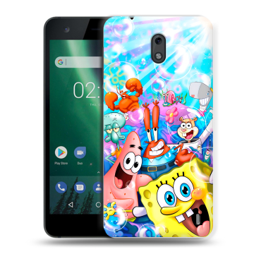 Силиконовый чехол на Nokia 2 с принтом спанчбоб спанч боб