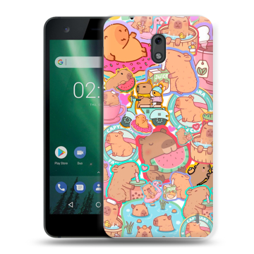 Силиконовый чехол на Nokia 2 с принтом капибары