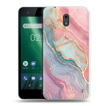 Силиконовый чехол на Nokia 2 с принтом розовый мрамор Силиконовый чехол на Nokia 2 с принтом розовый мрамор