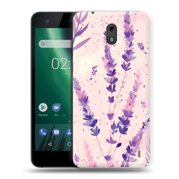 Силиконовый чехол на Nokia 2 с принтом цветы лаванда Силиконовый чехол на Nokia 2 с принтом цветы лаванда