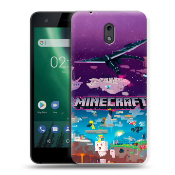 Силиконовый чехол на Nokia 2 с принтом Майнкрафт Minecraft