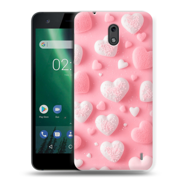 Силиконовый чехол на Nokia 2 с принтом Сердечки