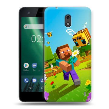 Силиконовый чехол на Nokia 2 с принтом Майнкрафт Minecraft
