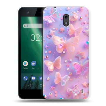 Силиконовый чехол на Nokia 2 с принтом Бабочки