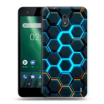 Силиконовый чехол на Nokia 2 с принтом Неоновые соты Силиконовый чехол на Nokia 2 с принтом Неоновые соты
