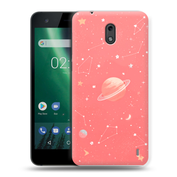 Силиконовый чехол на Nokia 2 с принтом Розовый космос Силиконовый чехол на Nokia 2 с принтом Розовый космос