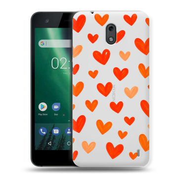 Силиконовый чехол на Nokia 2 с принтом Сердечки Силиконовый чехол на Nokia 2 с принтом Сердечки