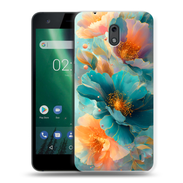 Силиконовый чехол на Nokia 2 с принтом Цветы Силиконовый чехол на Nokia 2 с принтом Цветы