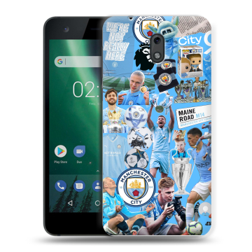 Силиконовый чехол на Nokia 2 с принтом Man City Манчестер Сити