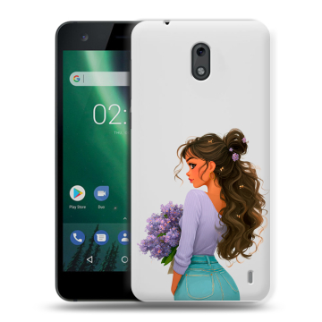 Силиконовый чехол на Nokia 2 с принтом девушка цветы