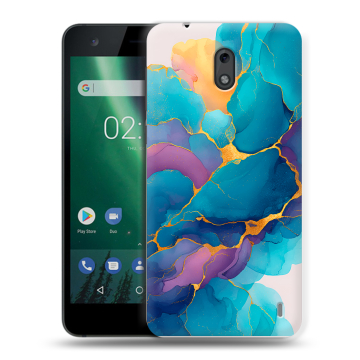 Силиконовый чехол на Nokia 2 с принтом Мрамор блестки