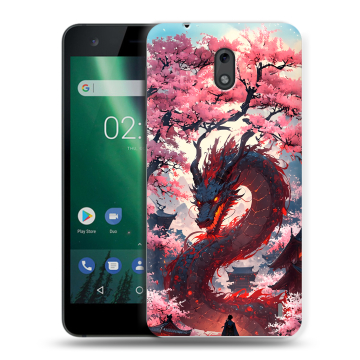 Силиконовый чехол на Nokia 2 с принтом Дракон Японский Силиконовый чехол на Nokia 2 с принтом Дракон Японский