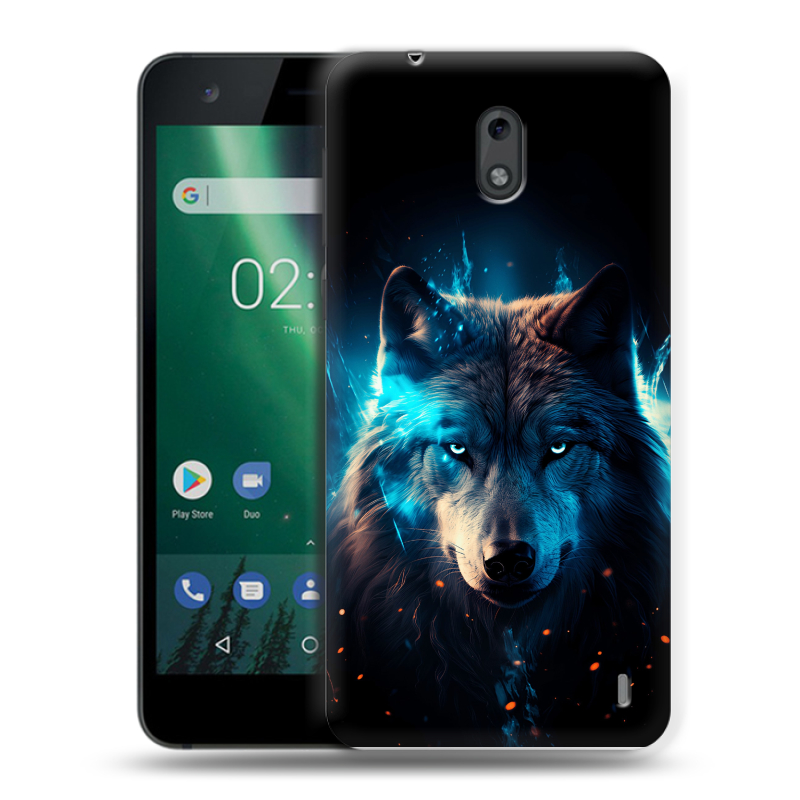 Силиконовый чехол на Nokia 2 с принтом Волк ночной Силиконовый чехол на Nokia 2 с принтом Волк ночной