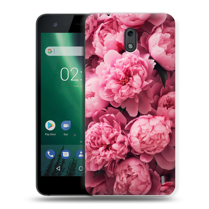 Силиконовый чехол на Nokia 2 с принтом цветы пионы Силиконовый чехол на Nokia 2 с принтом цветы пионы