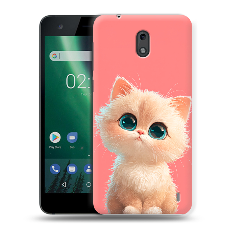 Силиконовый чехол на Nokia 2 с принтом Розовый котенок Силиконовый чехол на Nokia 2 с принтом Розовый котенок