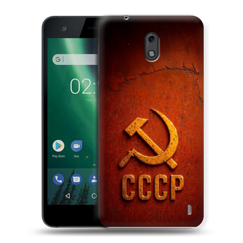 Силиконовый чехол на Nokia 2 с принтом Флаг Герб СССР Силиконовый чехол на Nokia 2 с принтом Флаг Герб СССР